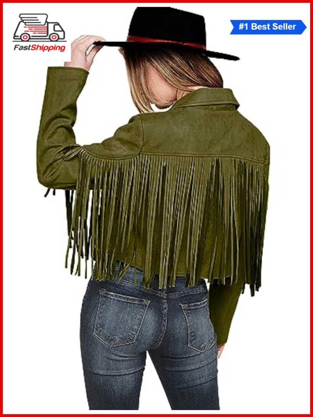 ✨Fringe Faux Suede Faux Leather Cropped Moto Jacket Western Coat